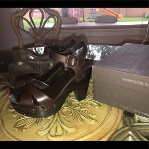 Roberto Del Carlo  Brown Leather Wedge 38 Barney’s
